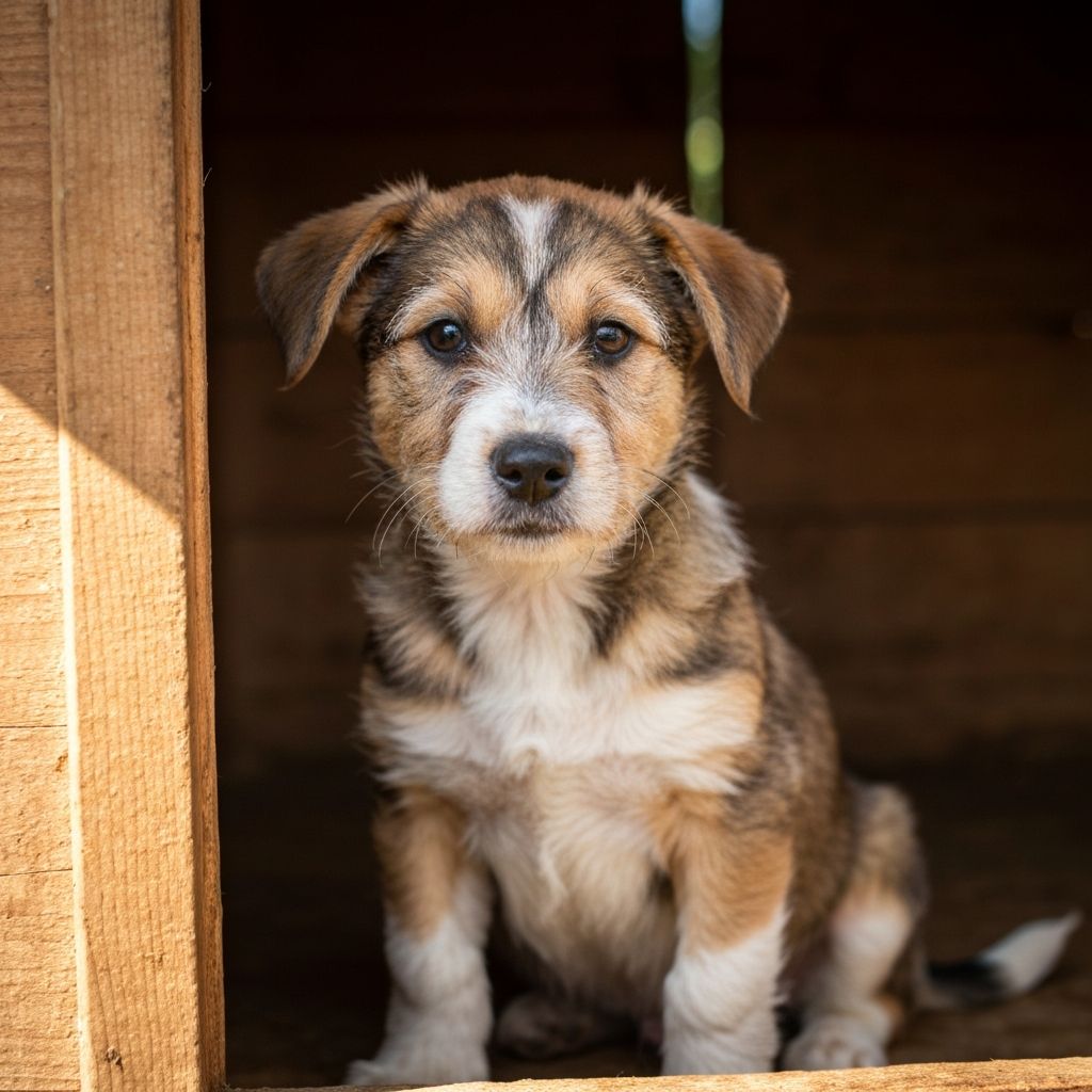 Perrito rescatado en refugio